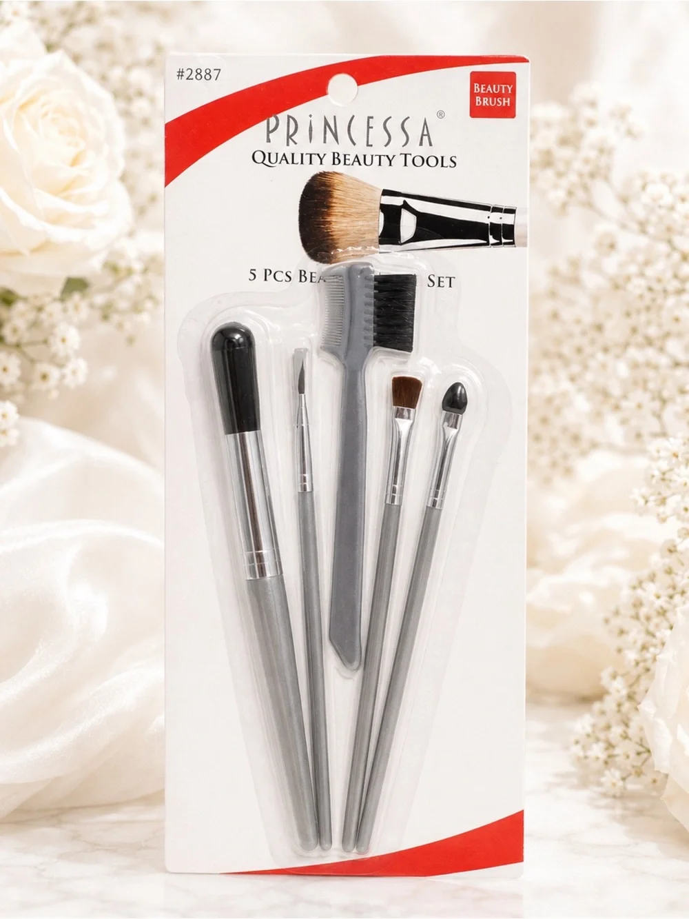 Prince 5-Piece Makeup Brush & Tool Set - Gray